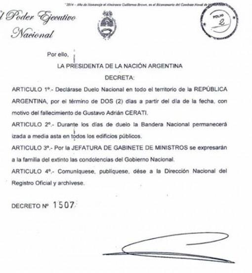 decreto duelo cerati